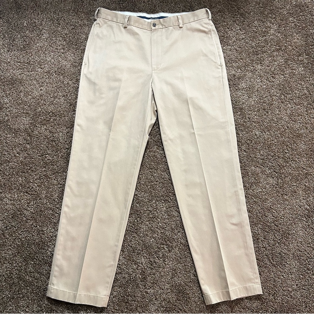 Brooks Brothers Beige Cotton Twill Chino Clark Fit Khaki Pants 35x32